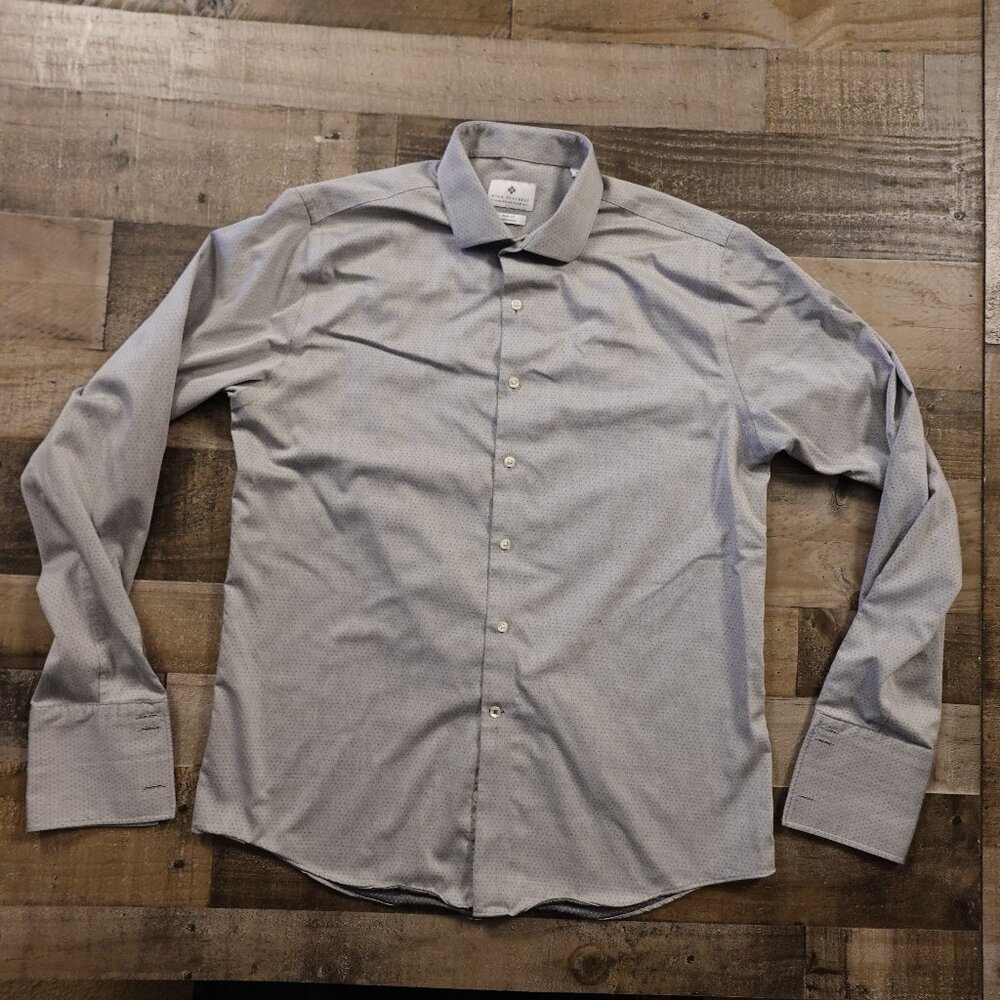 Ryan‎ Seacrest Distinction Slim Fit Dress Shirt Men’s 17 36/37 Gray French Cuff